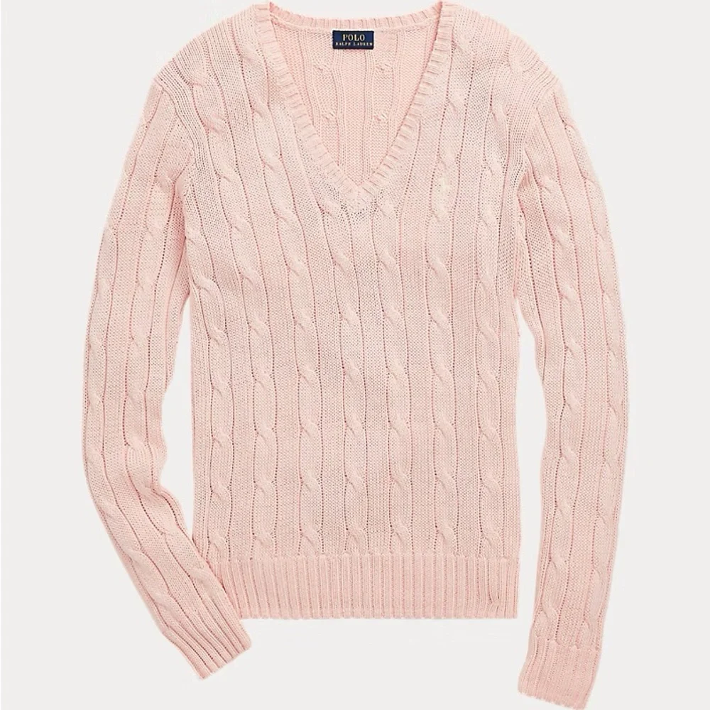 Polo Ralph Lauren Women’s Light Pink Cable Knit V-Neck Sweater – Size S - Picture 1 of 10